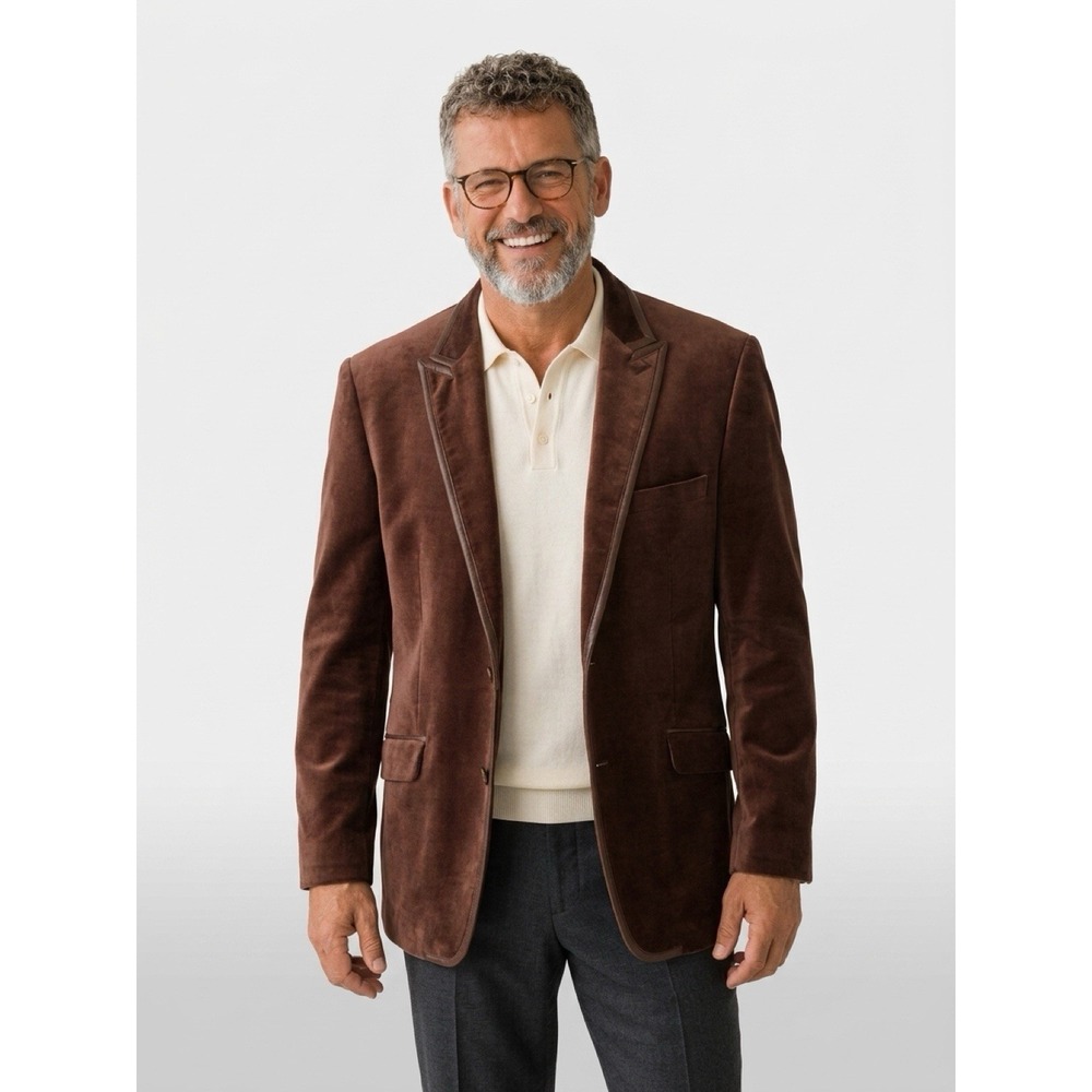 NN1/2 Vintage MENS Material London BROWN VELVET JACKET-X LARGE